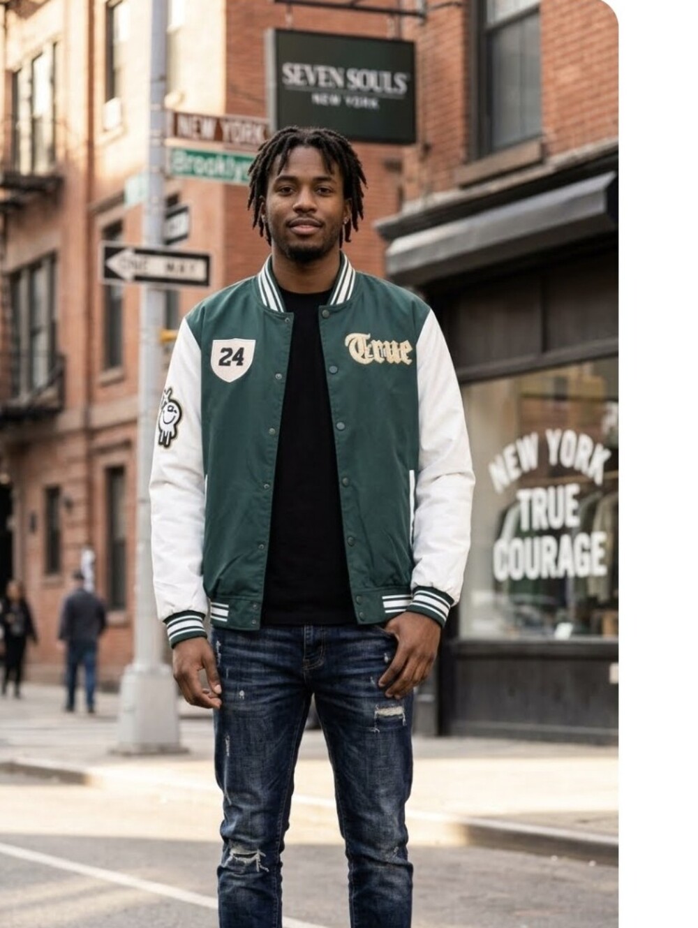 Seven Souls Green and White Varsity Jacket